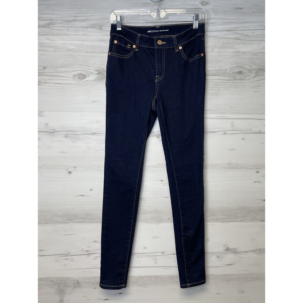 INC Denim Jeans Womens 2 Dark Blue Mid Rise Skinny‎ Stretch Classic Style Pants